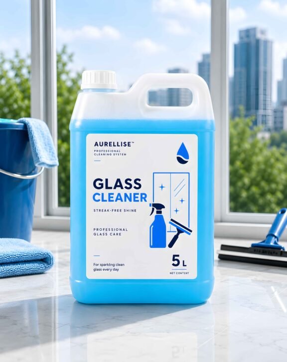 Achieve crystal-clear, streak-free glass surfaces with Aurellise Glass Cleaner 5L. Specially formulated to remove dust, fingerprints, smudges, and grime from windows, mirrors, glass partitions, and other glass surfaces. Its quick-drying formula leaves a brilliant shine without residue, making it ideal for homes, offices, hotels, and commercial spaces.