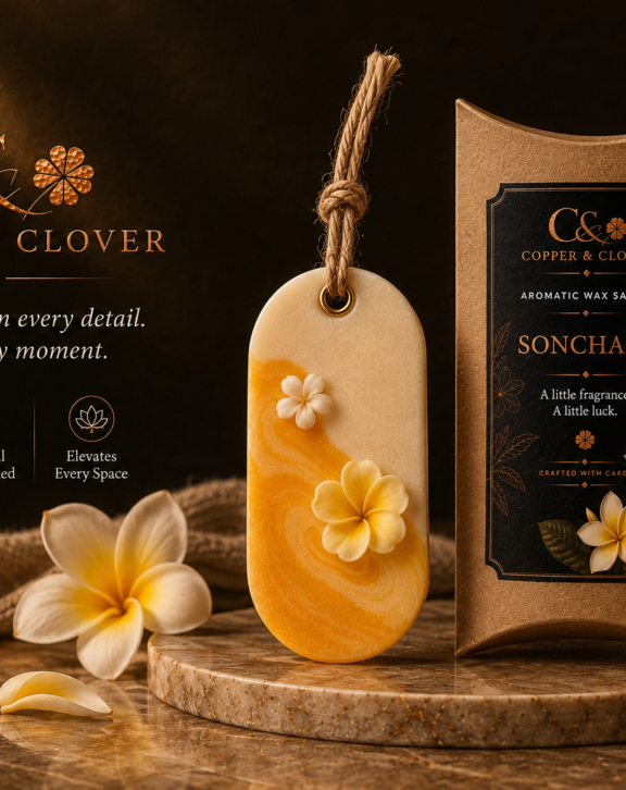 The Essence A handcrafted wax sachet infused with the enchanting fragrance of Sonchafa—warm, floral and delicately indulgent, bringing a beautiful floral aura to your space. Where to Use Perfect for wardrobes, cupboards, drawers, bedrooms, cars, bathrooms and other small spaces. Why You’ll Love It Naturally Made | Long-Lasting Fragrance | Handcrafted with Care