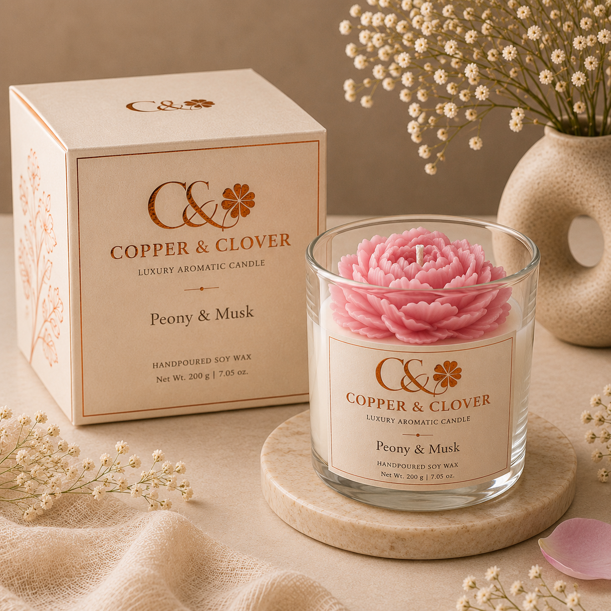 Luxury Aromatic Peony & Musk Candle